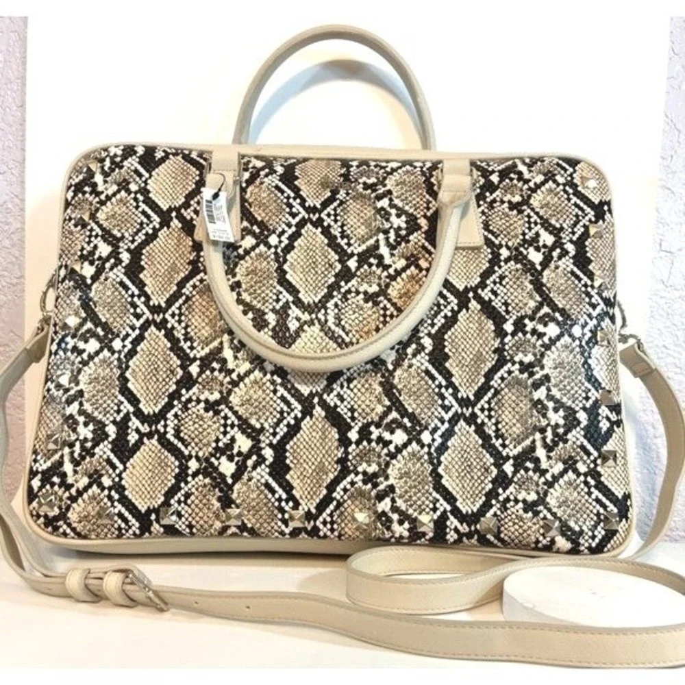 WHBM‎ Computer Carry on Handbag Crossbody Python Snake Reptile Print 15X11X2